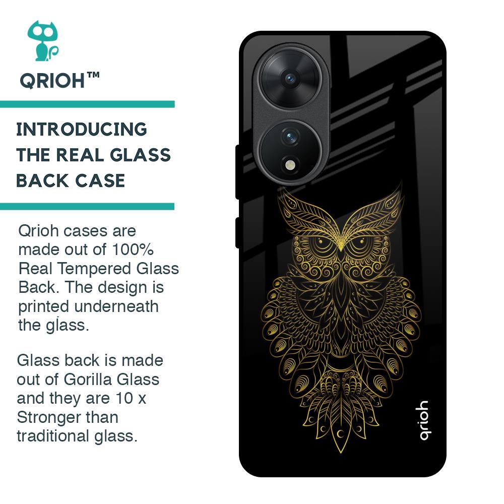 Golden Owl Glass Case for Vivo T2 5G