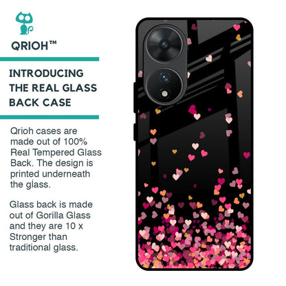 Heart Rain Fall Glass Case For Vivo T2 5G