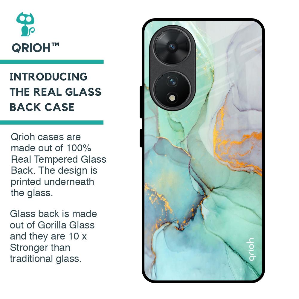 Green Marble Glass Case for Vivo T2 5G