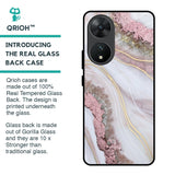 Pink & Gold Gllitter Marble Glass Case for Vivo T2 5G