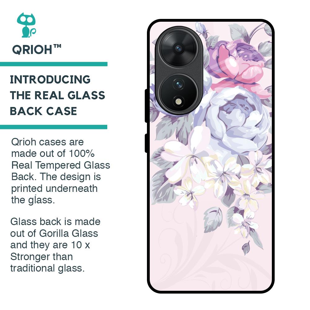 Elegant Floral Glass Case for Vivo T2 5G