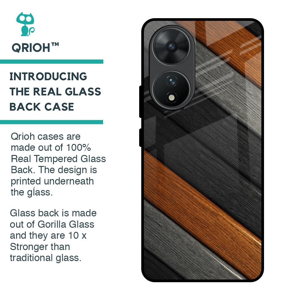 Tri Color Wood Glass Case for Vivo T2 5G