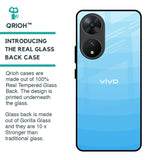 Wavy Blue Pattern Glass Case for Vivo T2 5G