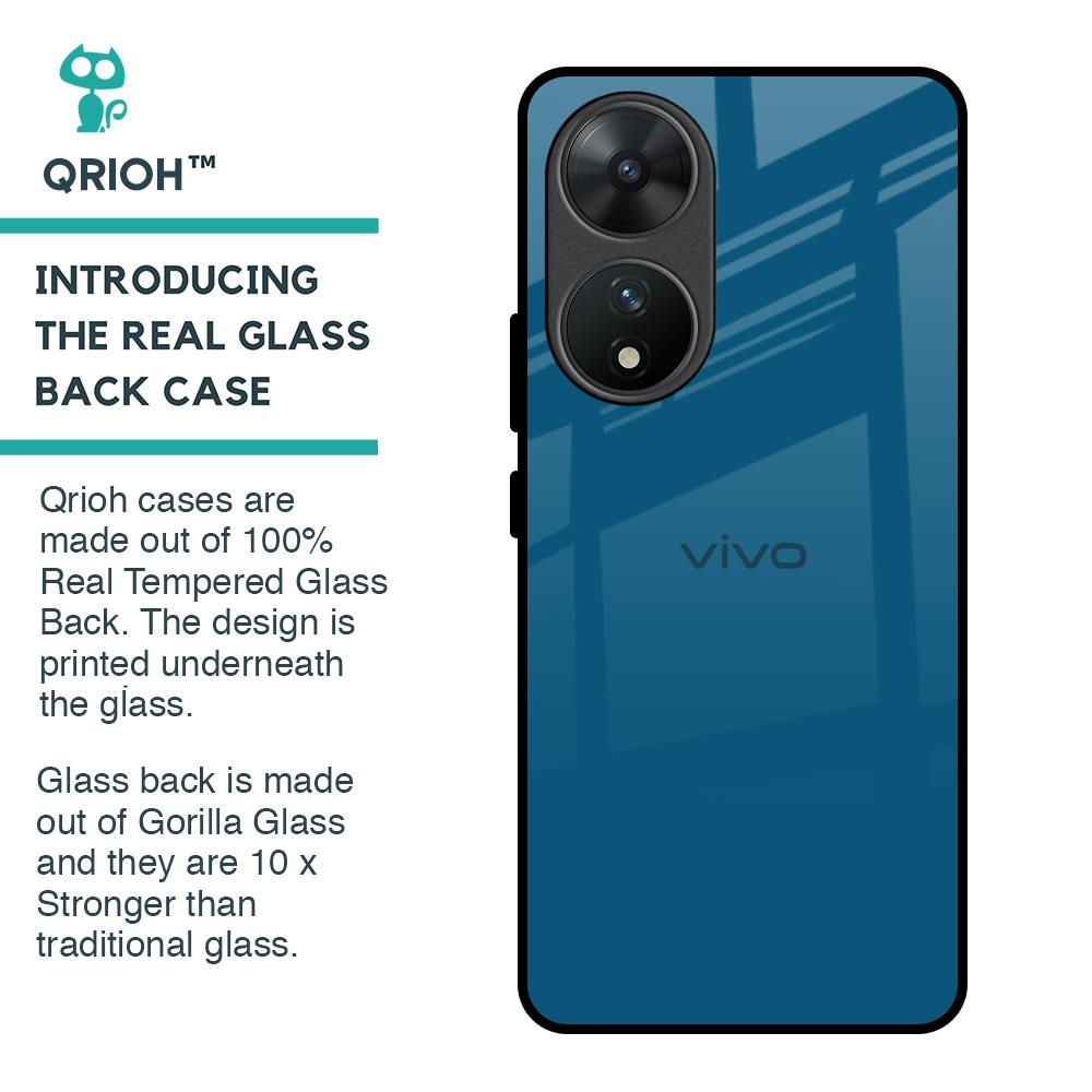 Cobalt Blue Glass Case for Vivo T2 5G