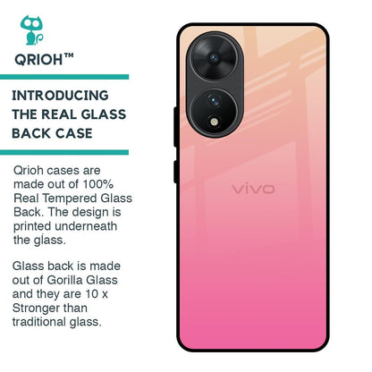 Pastel Pink Gradient Glass Case For Vivo T2 5G