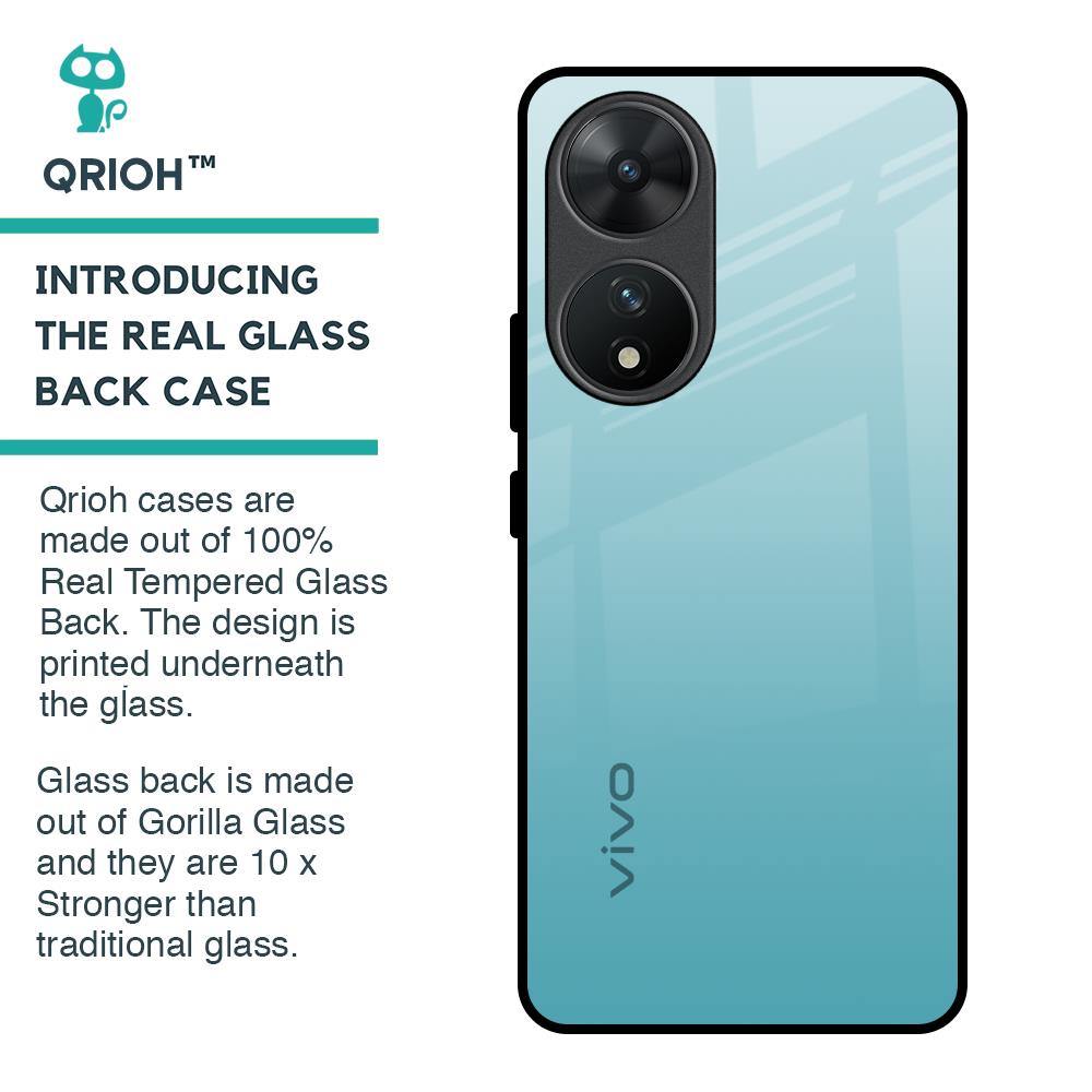 Arctic Blue Glass Case For Vivo T2 5G