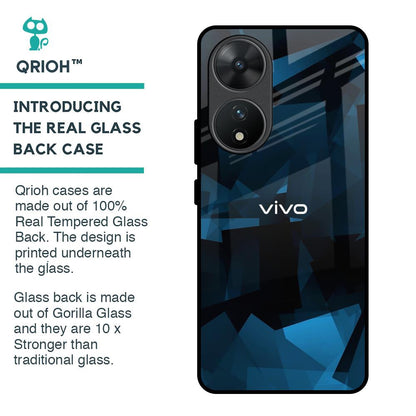 Polygonal Blue Box Glass Case For Vivo T2 5G