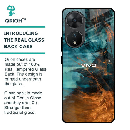 Golden Splash Glass Case for Vivo T2 5G