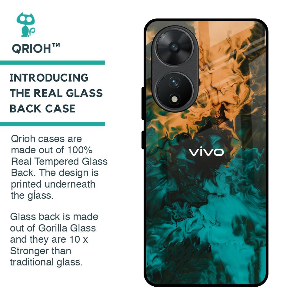 Watercolor Wave Glass Case for Vivo T2 5G