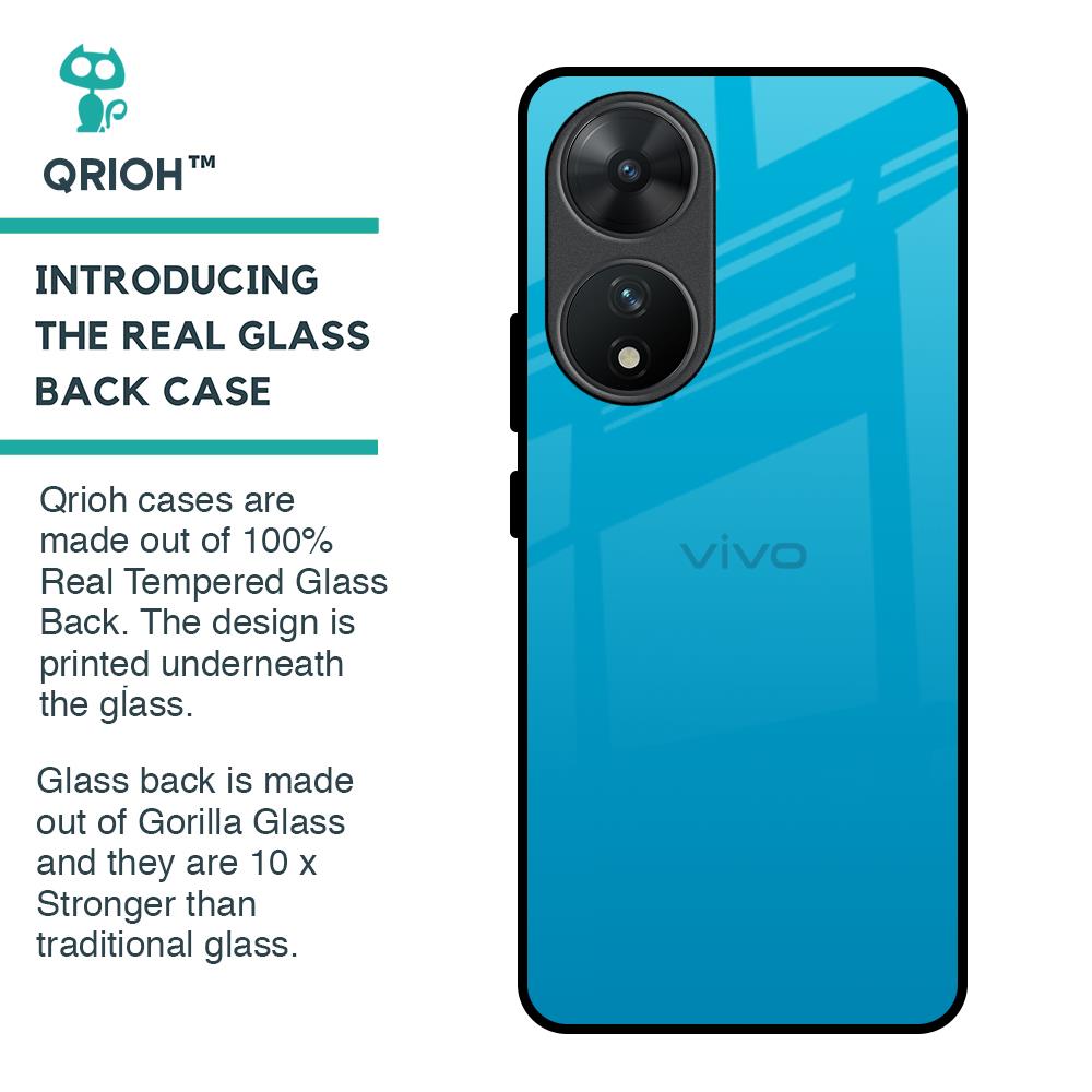 Blue Aqua Glass Case for Vivo T2 5G