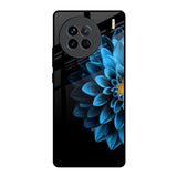 Half Blue Flower Vivo X90 5G Glass Back Cover Online