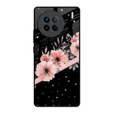 Floral Black Band Vivo X90 5G Glass Back Cover Online