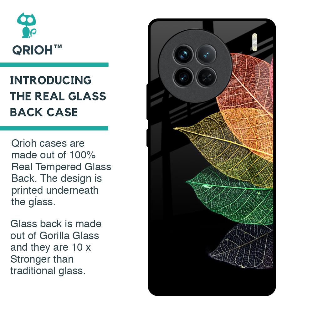 Colorful Leaves Glass Case for Vivo X90 5G