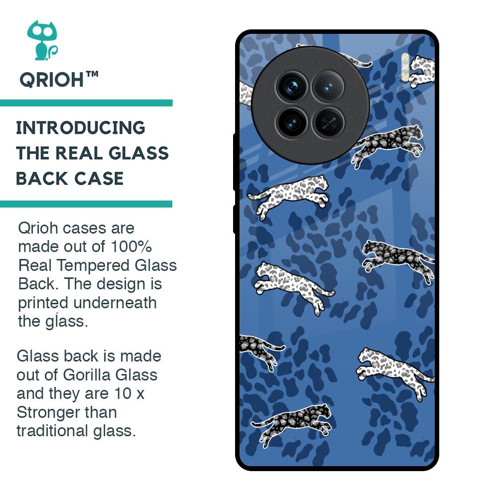 Blue Cheetah Glass Case for Vivo X90 5G