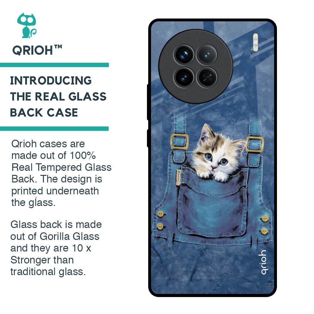 Kitty In Pocket Glass Case For Vivo X90 5G