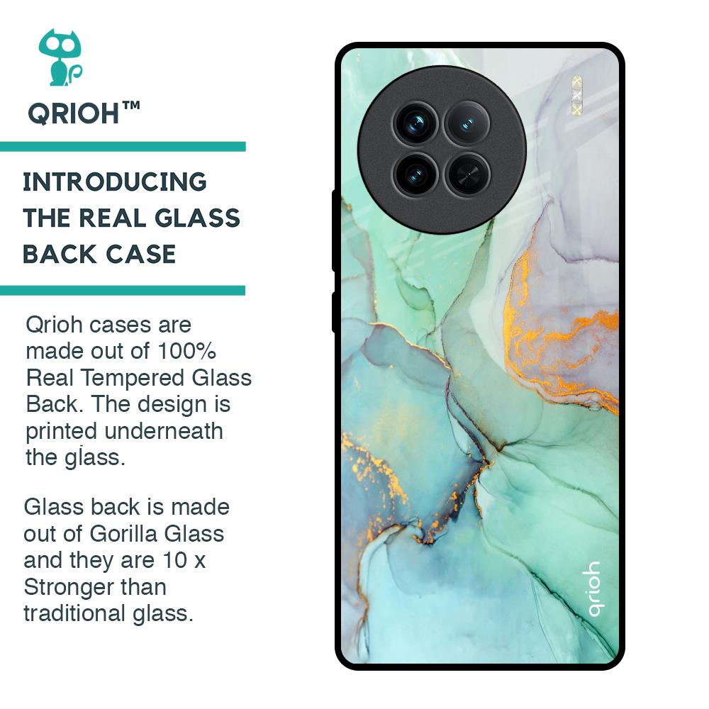 Green Marble Glass Case for Vivo X90 5G