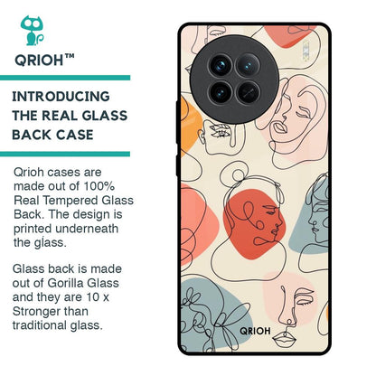Abstract Faces Glass Case for Vivo X90 5G