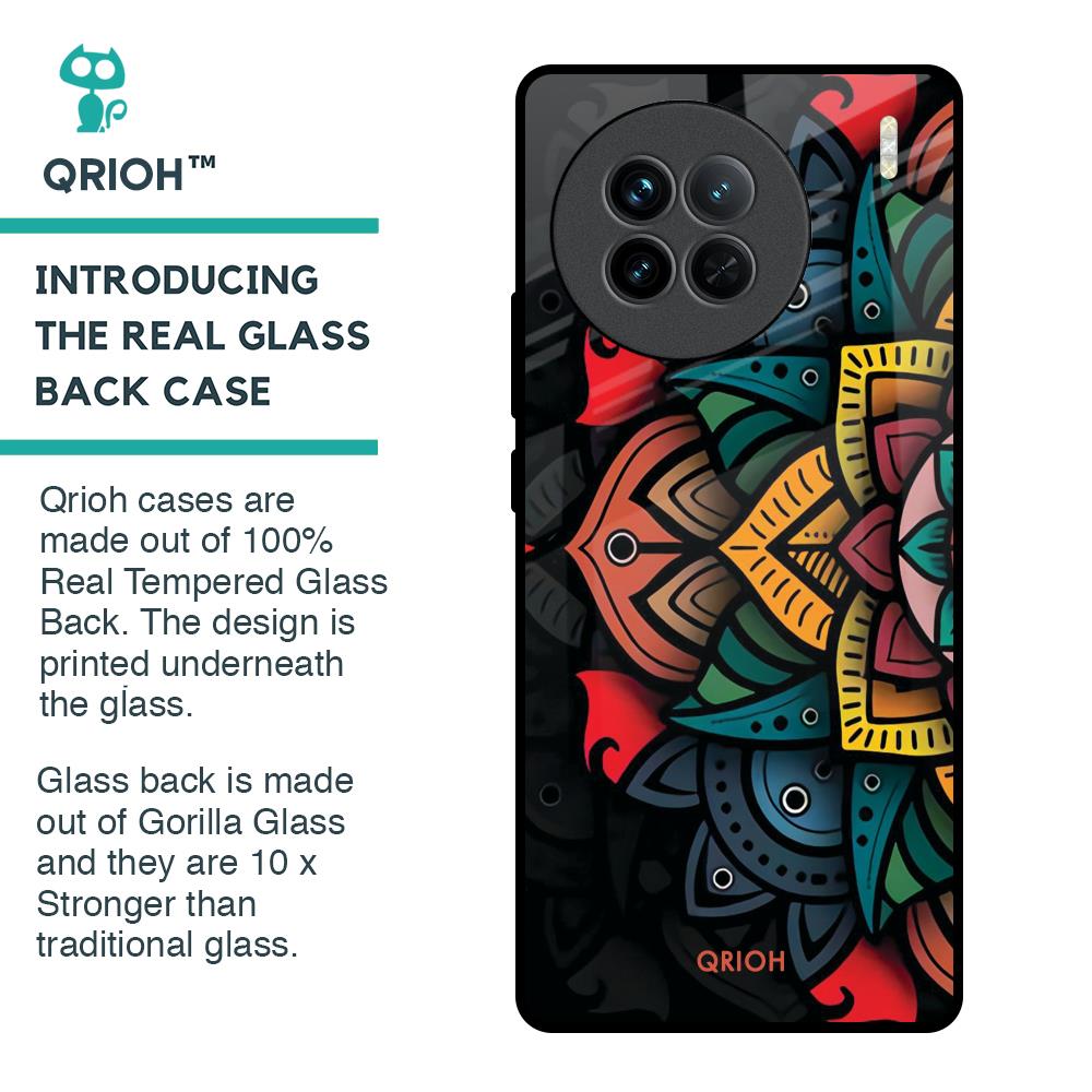 Retro Gorgeous Flower Glass Case for Vivo X90 5G