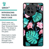 Tropical Leaves & Pink Flowers Glass Case for Vivo X90 5G