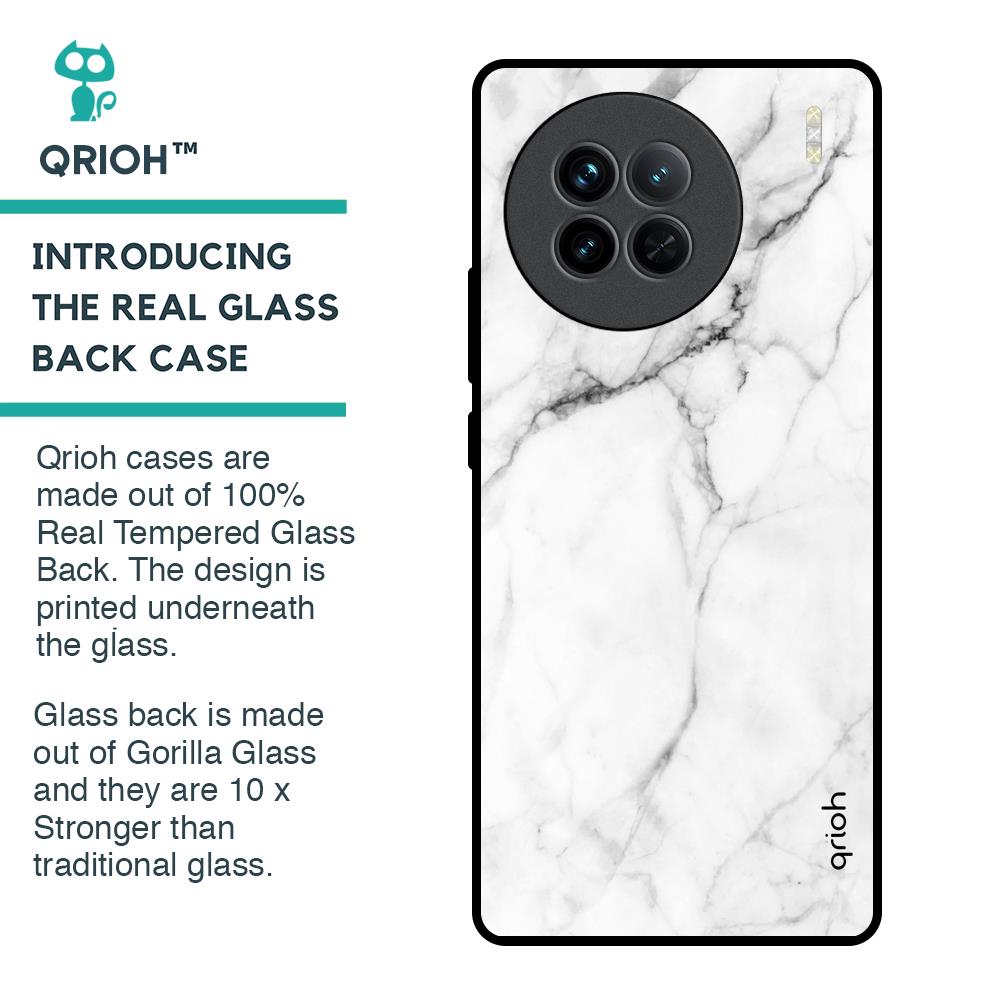 Modern White Marble Glass Case for Vivo X90 5G