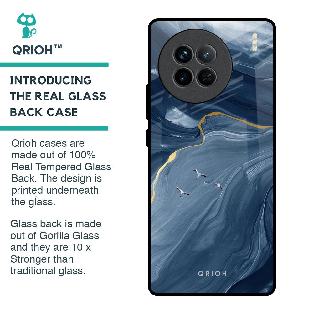 Deep Ocean Marble Glass Case for Vivo X90 5G
