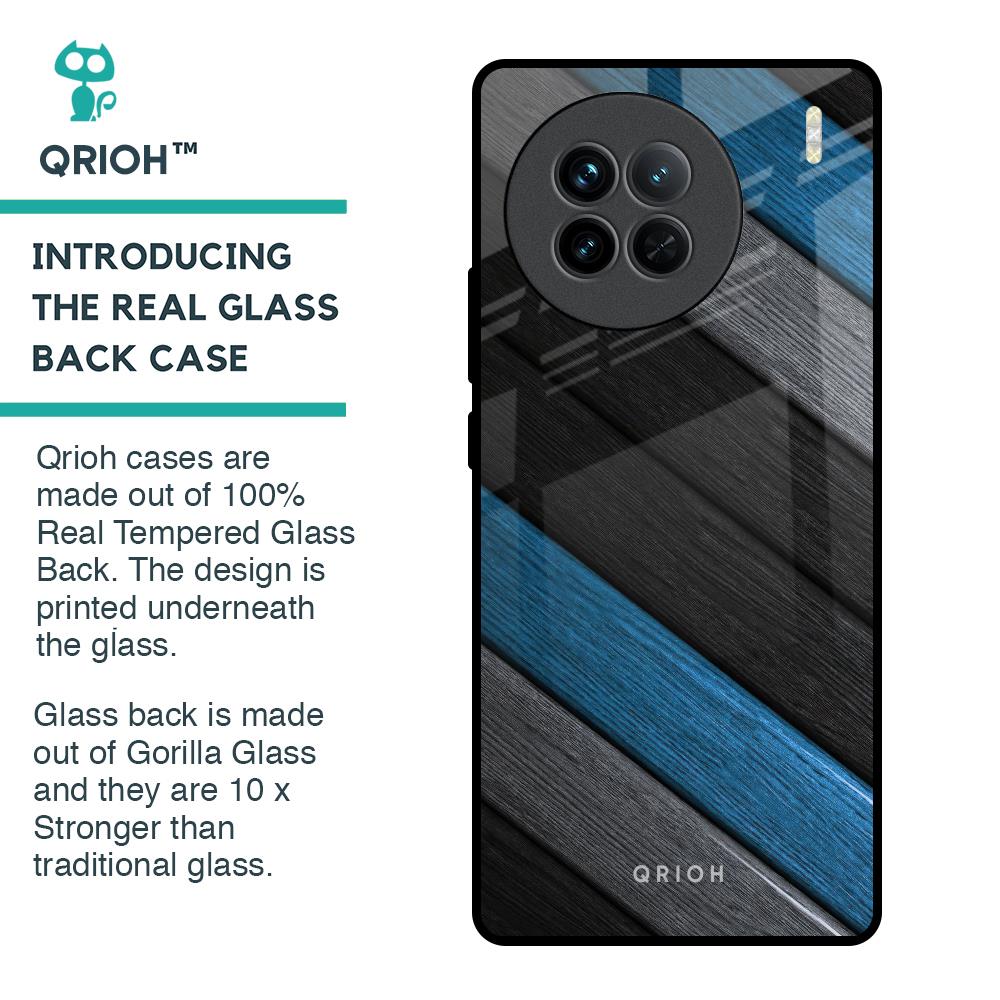 Multicolor Wooden Effect Glass Case for Vivo X90 5G