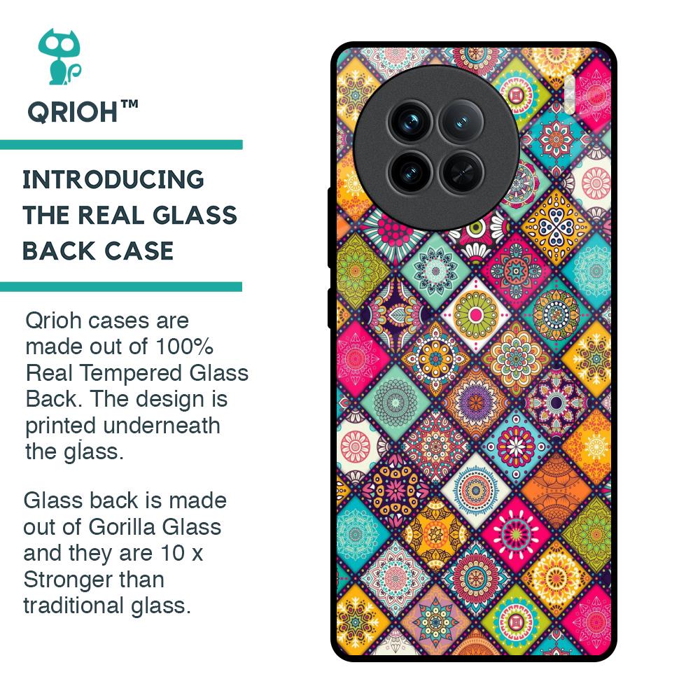 Multicolor Mandala Glass Case for Vivo X90 5G