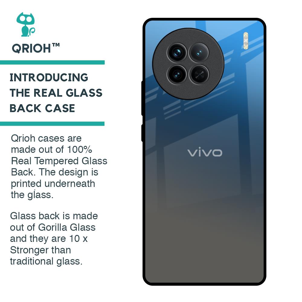 Blue Grey Ombre Glass Case for Vivo X90 5G