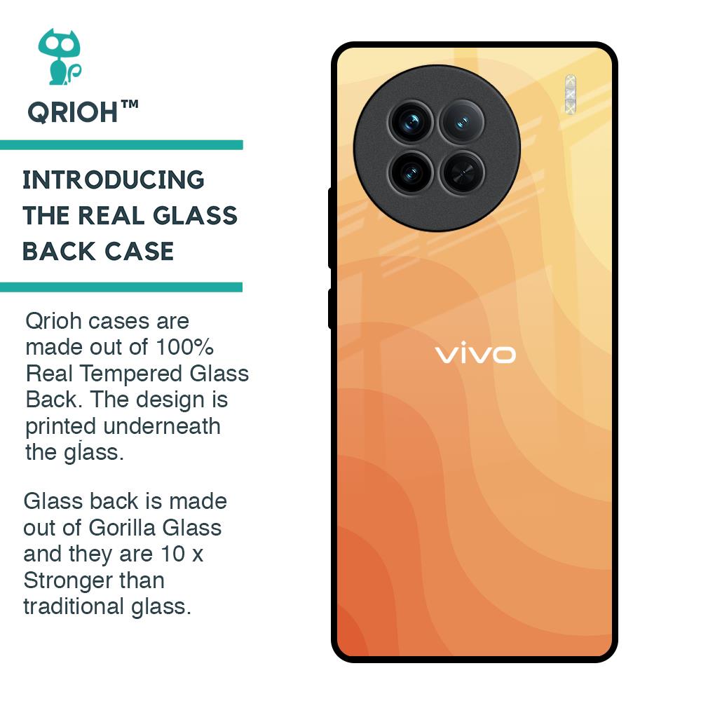 Orange Curve Pattern Glass Case for Vivo X90 5G