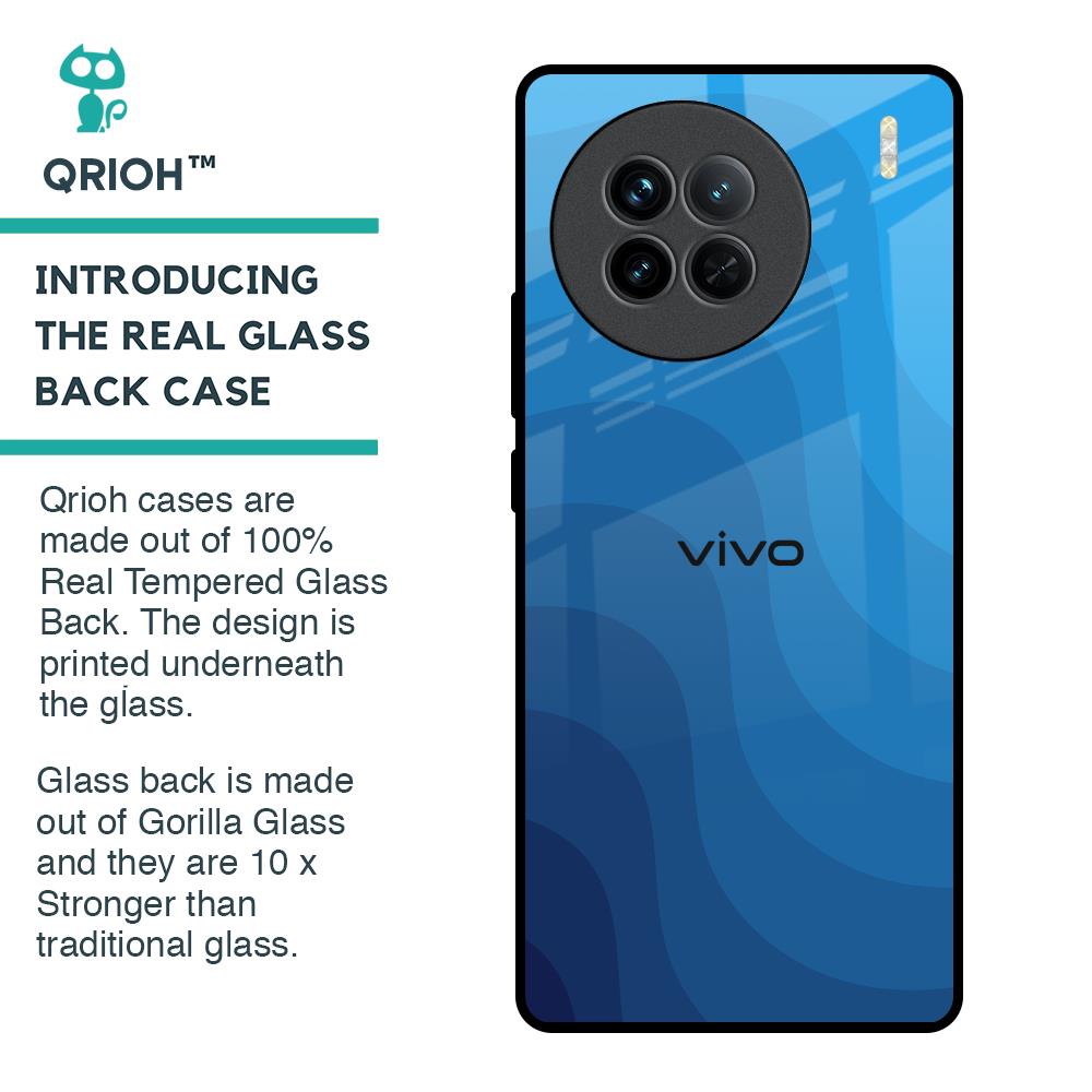 Blue Wave Abstract Glass Case for Vivo X90 5G
