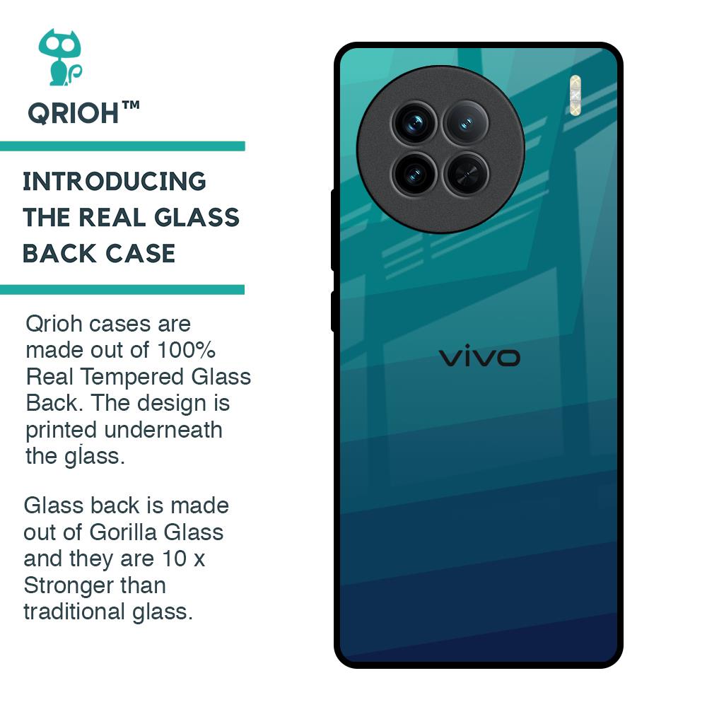 Green Triangle Pattern Glass Case for Vivo X90 5G