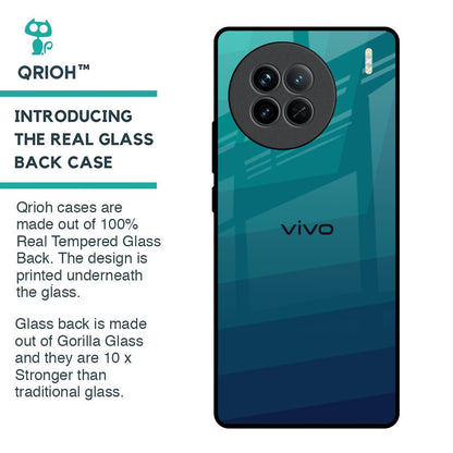 Green Triangle Pattern Glass Case for Vivo X90 5G