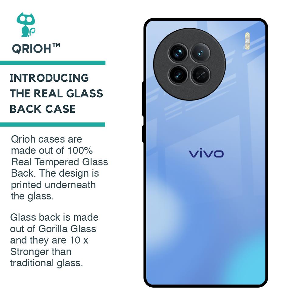 Vibrant Blue Texture Glass Case for Vivo X90 5G