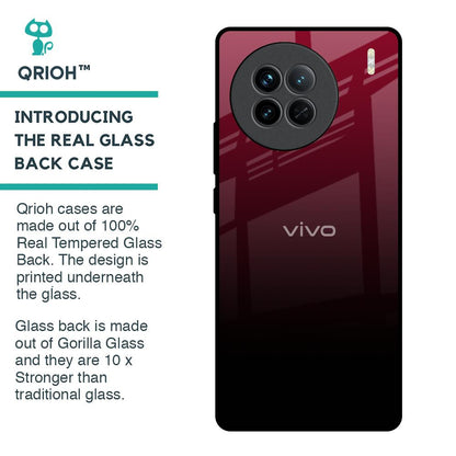 Wine Red Glass Case For Vivo X90 5G