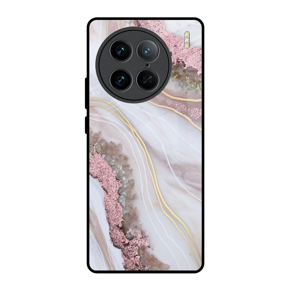 Pink & Gold Gllitter Marble Vivo X90 Pro 5G Glass Back Cover Online