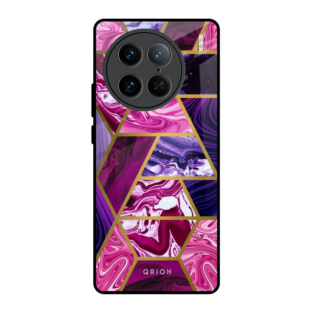 Electroplated Geometric Marble Vivo X90 Pro 5G Glass Back Cover Online