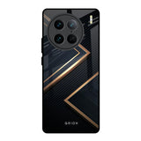 Sleek Golden & Navy Vivo X90 Pro 5G Glass Back Cover Online