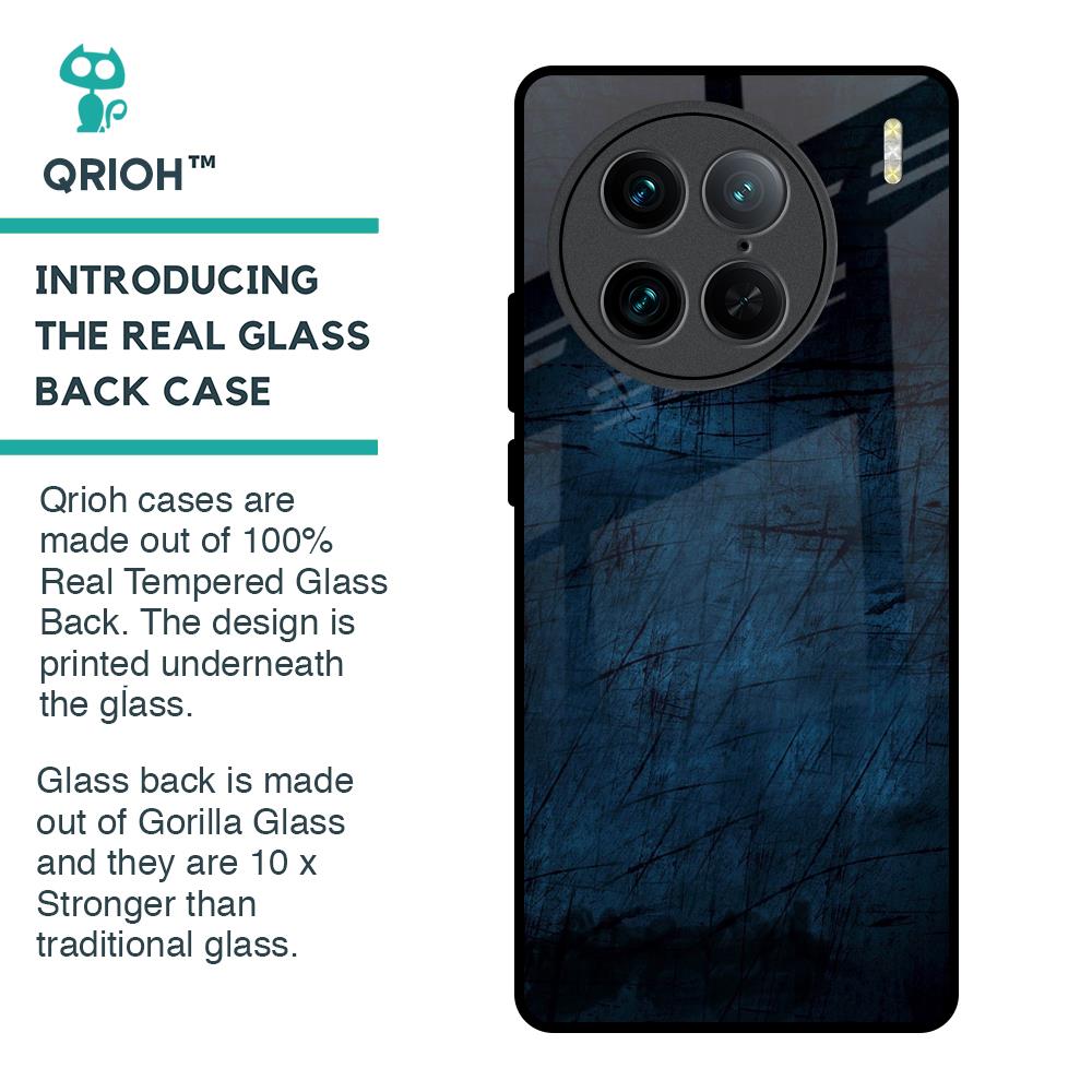 Dark Blue Grunge Glass Case for Vivo X90 Pro 5G