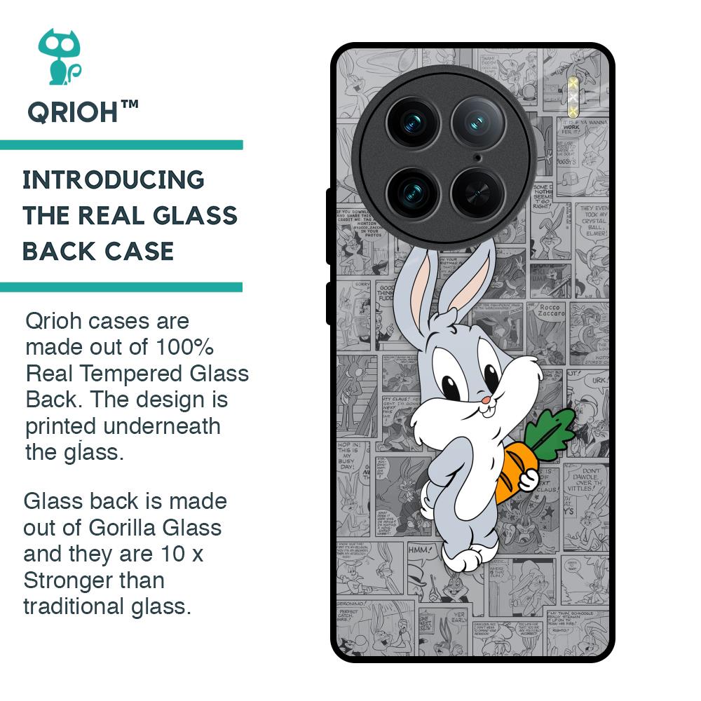 Cute Baby Bunny Glass Case for Vivo X90 Pro 5G