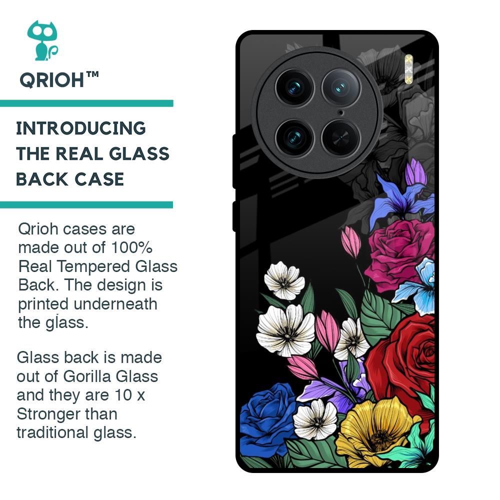 Rose Flower Bunch Art Glass Case for Vivo X90 Pro 5G