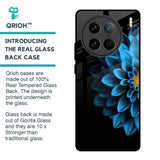 Half Blue Flower Glass Case for Vivo X90 Pro 5G