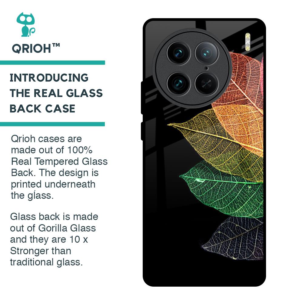 Colorful Leaves Glass Case for Vivo X90 Pro 5G
