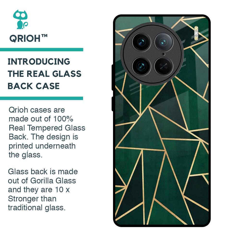 Abstract Green Glass Case For Vivo X90 Pro 5G