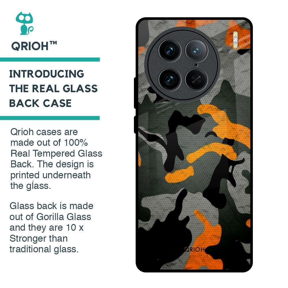 Camouflage Orange Glass Case For Vivo X90 Pro 5G