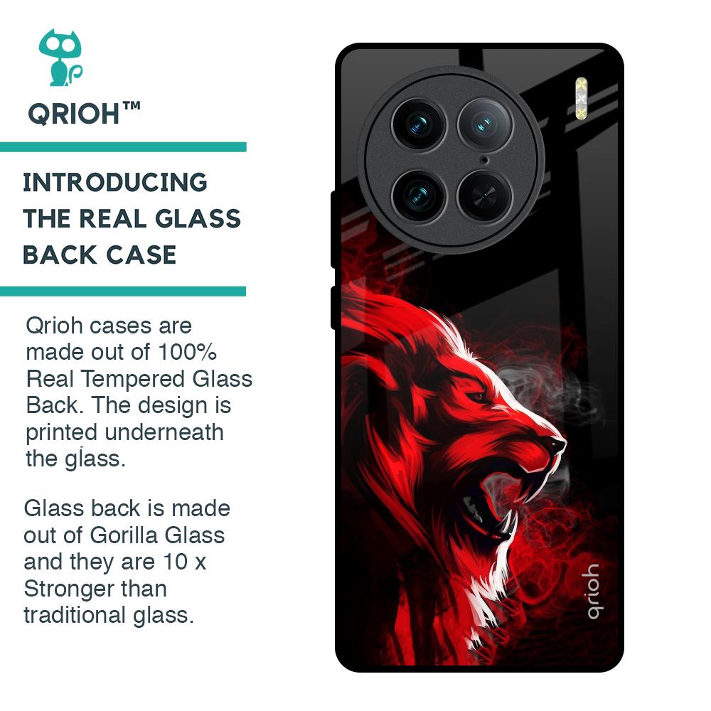 Red Angry Lion Glass Case for Vivo X90 Pro 5G