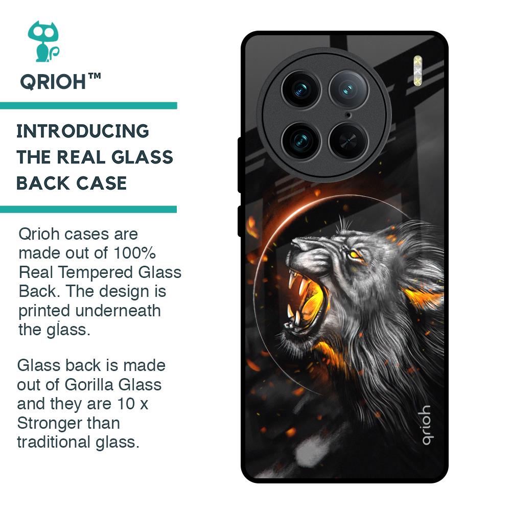 Aggressive Lion Glass Case for Vivo X90 Pro 5G