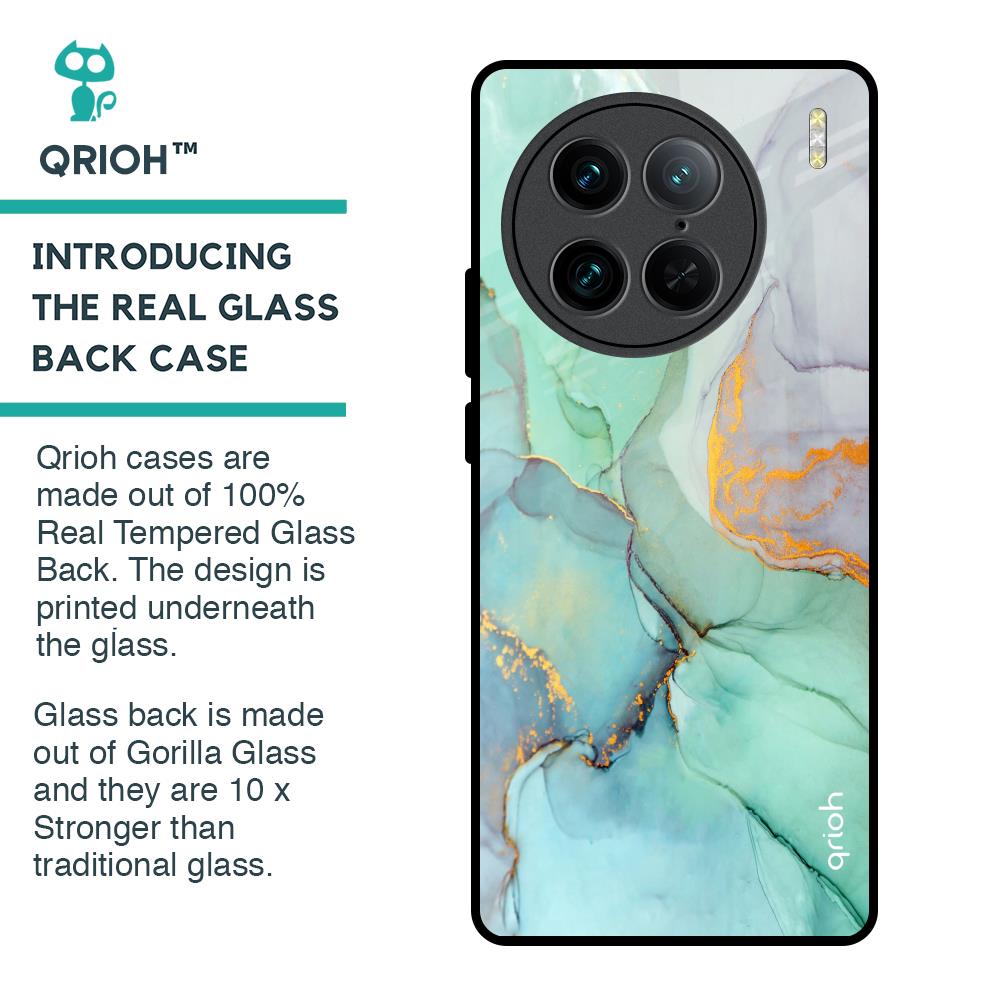 Green Marble Glass Case for Vivo X90 Pro 5G