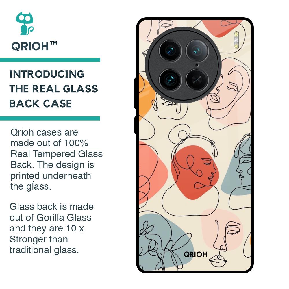 Abstract Faces Glass Case for Vivo X90 Pro 5G