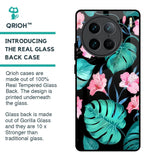 Tropical Leaves & Pink Flowers Glass Case for Vivo X90 Pro 5G
