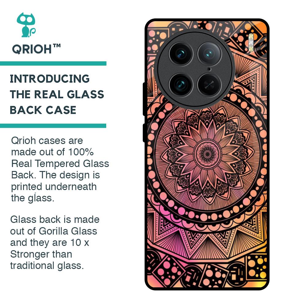 Floral Mandala Glass Case for Vivo X90 Pro 5G